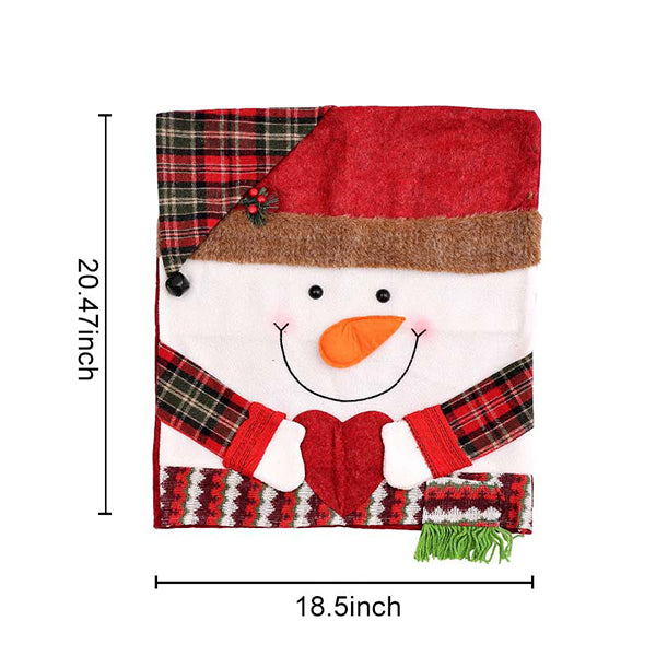 Christmas Chair Back Covers - Santa Snowman and Reindeer Designs - Short Plush Material - Holiday Dining Chair Decoration - Festive Home Party Décor