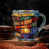 3D Painted Book Glass Mug - Handcrafted Stacked Book Design - Colorful Art Style