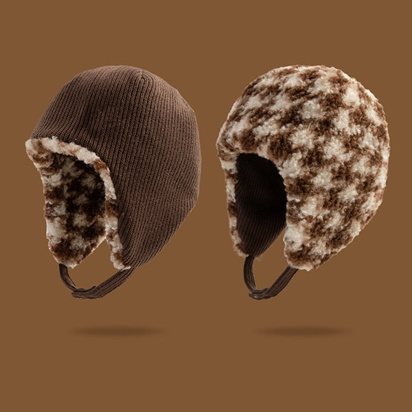 Reversible Faux Lamb Fleece Earflap Hat - Winter Warm Thickened Cap - Dual-Sided Cozy Design - Eight Color Options - Fashion Outdoor Headwear