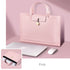 Elegant Women's Leather Briefcase - Pink - Beige - PU Leather - For Professional Use