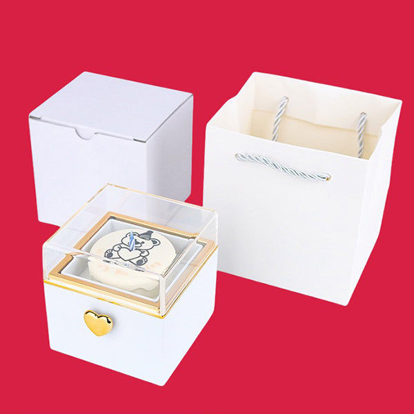 Surprise Ring Box Candle - Rotating Reveal - Birthday Bear Design - Proposal Gift - White - Pink - Red