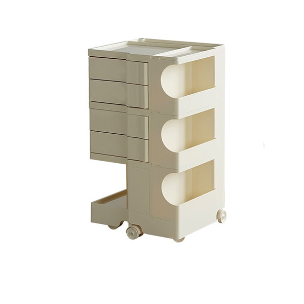 Rolling Storage Cart - Multi-Layer Design - Orange - Pink - Space-Saving Side Cabinet - Mobile Organizer