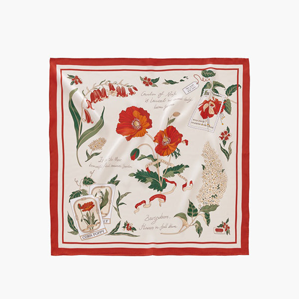 French Garden Silk Scarf - 100% Mulberry Silk - 15 Floral Designs - Elegant Gift for Mom