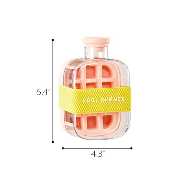 Ice Mold Water Bottle - Food-Grade Plastic - Easy Release - Pink - Green - White
