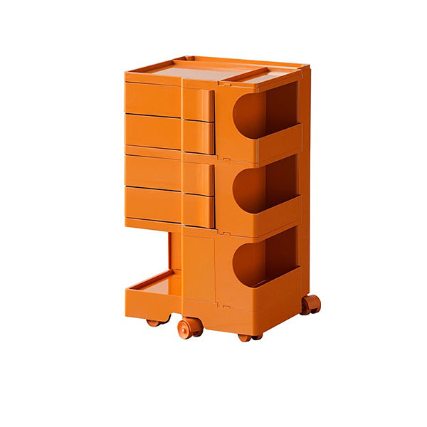 Rolling Storage Cart - Multi-Layer Design - Orange - Pink - Space-Saving Side Cabinet - Mobile Organizer