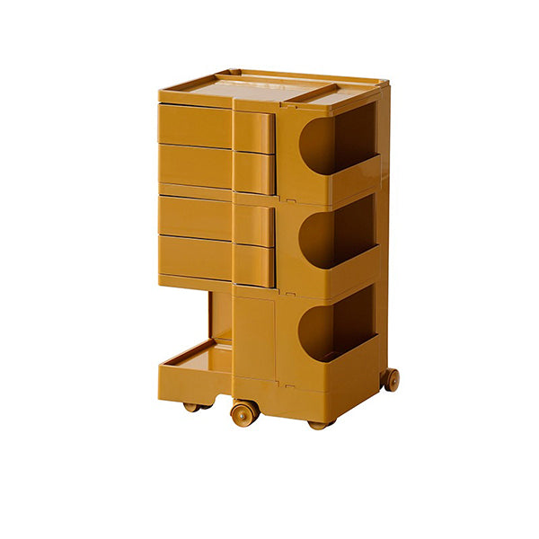 Rolling Storage Cart - Multi-Layer Design - Orange - Pink - Space-Saving Side Cabinet - Mobile Organizer