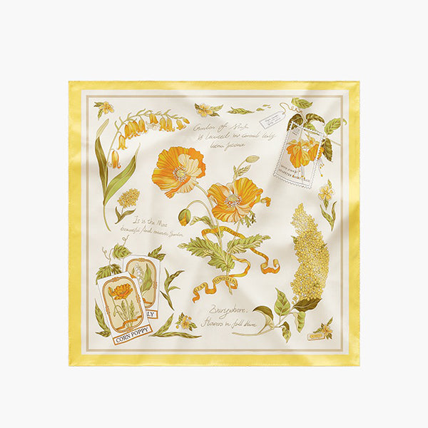 French Garden Silk Scarf - 100% Mulberry Silk - 15 Floral Designs - Elegant Gift for Mom