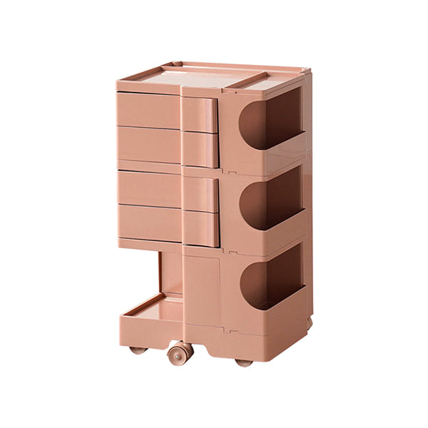 Rolling Storage Cart - Multi-Layer Design - Orange - Pink - Space-Saving Side Cabinet - Mobile Organizer