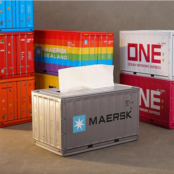 Vintage Industrial Container Tissue Box - Iron Retro Design - Creative Desk and Home Organizer - Gray - Orange