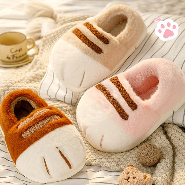 Plush Cat Paw Slippers