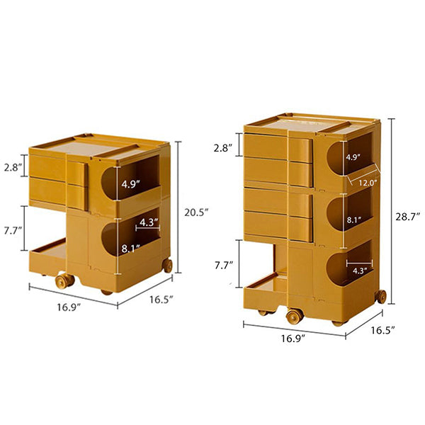 Rolling Storage Cart - Multi-Layer Design - Orange - Pink - Space-Saving Side Cabinet - Mobile Organizer