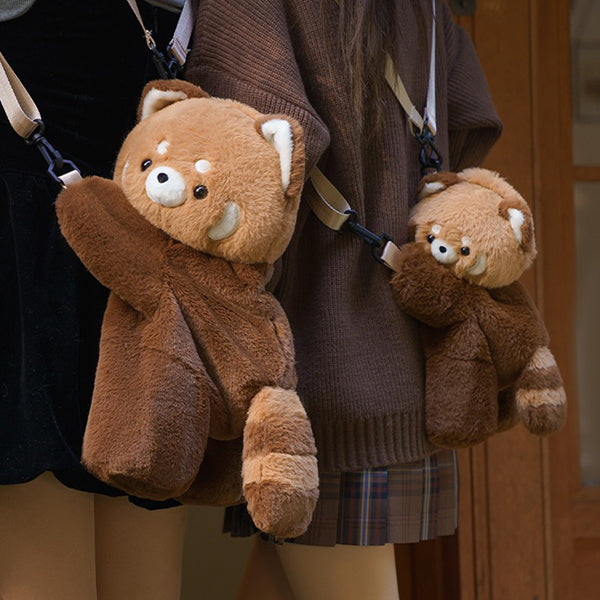 Red Panda Plush Bag - Cute Soft Toy Purse - 3 Sizes Available - Cozy & Adorable - Brown