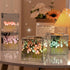 Tulip Cube Night Light - Pink - Blue - Mirror Surface Off - 20 LED Flowers - Ambient Mood Lamp