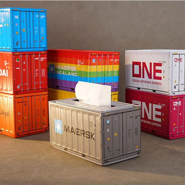 Vintage Industrial Container Tissue Box - Iron Retro Design - Creative Desk and Home Organizer - Gray - Orange