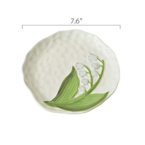 Ceramic Lily of the Valley Plate - Delicate Floral Design - Perfect for Dining