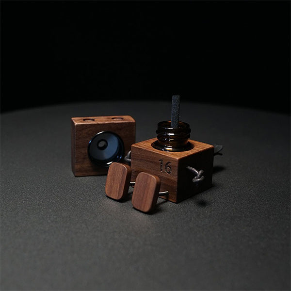 Robot Car Air Vent Diffuser - Car Freshener Ornament - Handmade Wooden & Metal Dashboard Decor