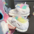 Unicorn Plush Slippers - Cozy and Soft - White and Pink - Women’s Home Shoes