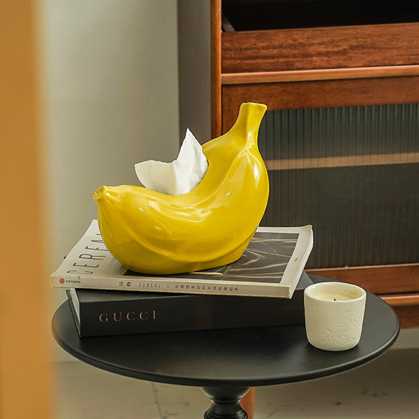 Fun Banana-Shaped Tissue Holder - Bright Yellow Ceramic - Unique and Stylish Design