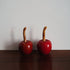 Cherry Ceramic Seasoning Jar - Hand-Painted Decor - Cute Kitchen Accent - Red Glossy Finish - 2pcs Gift Pack