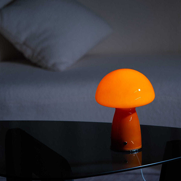 Orange Mushroom-Shaped Table Lamp - Modern Design - Glass - Mood Lighting