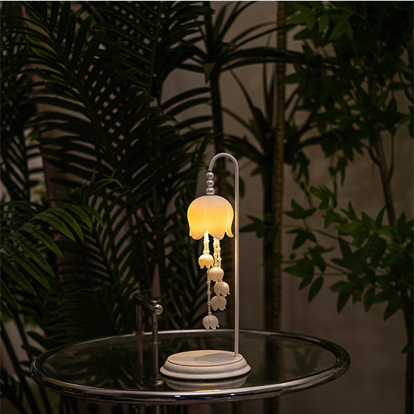 Lily of the Valley Wind Chime Lamp - Rechargeable Touch Light - 3-Level Dimming - Soft Night Glow