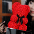 Rose Teddy Bear Figurine - Handcrafted with PE Material - Red, White, Pink - Acrylic Cover Protection - Valentine's Gift