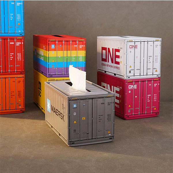 Vintage Industrial Container Tissue Box - Iron Retro Design - Creative Desk and Home Organizer - Gray - Orange