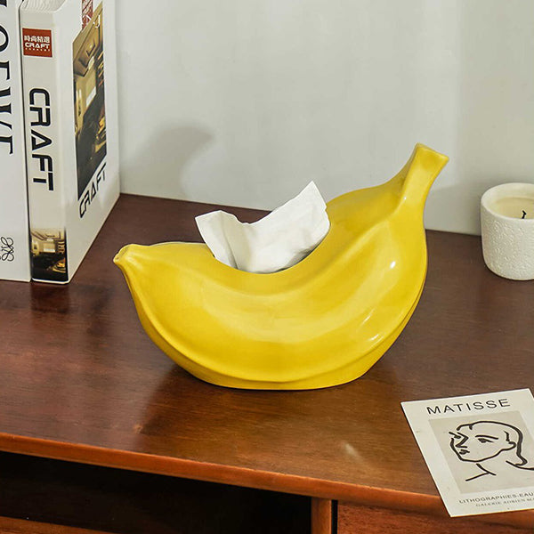 Fun Banana-Shaped Tissue Holder - Bright Yellow Ceramic - Unique and Stylish Design