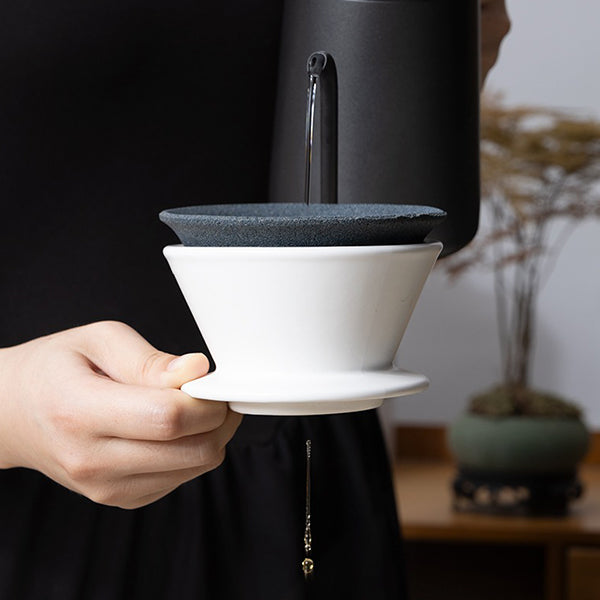 Reusable Ceramic Coffee Dripper - Hole-Free Filter Cup - Crude Pottery Pour Over Brewer - No Paper Needed