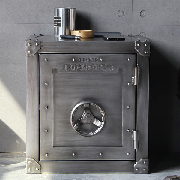 Industrial Iron Bedside Cabinet - Metal Nightstand with Lock or Non-Lock Option - Vintage Loft Storage Side Table