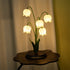 Elegant Lily of the Valley Table Lamp - Resin - Wood - Dimmable with Timer