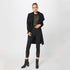 Elegant Women's Black Coat with Belt - Available in Six Sizes - Classic and Versatile