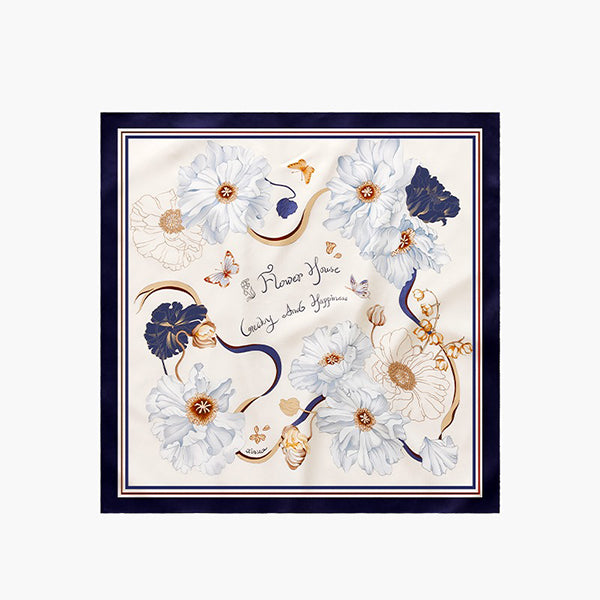 French Garden Silk Scarf - 100% Mulberry Silk - 15 Floral Designs - Elegant Gift for Mom