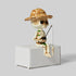 Skeletal Fisherman Figurine - Resin Craft with Straw Hat - Halloween Decoration