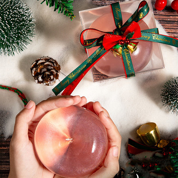 Christmas Apple Candle - Translucent Design - Festive Red Color - Holiday Decor - Gift Idea