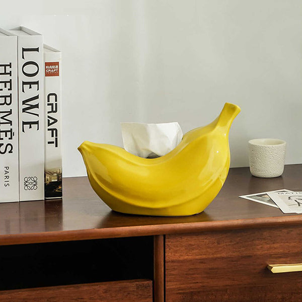 Fun Banana-Shaped Tissue Holder - Bright Yellow Ceramic - Unique and Stylish Design