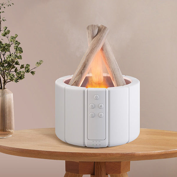 Campfire Humidifier - Essential Oil Compatible - Adjustable Brightness - Remote Control - Cozy Decor