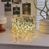 Tulip Cube Night Light - Pink - Blue - Mirror Surface Off - 20 LED Flowers - Ambient Mood Lamp