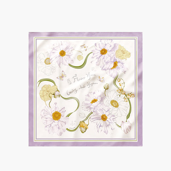 French Garden Silk Scarf - 100% Mulberry Silk - 15 Floral Designs - Elegant Gift for Mom