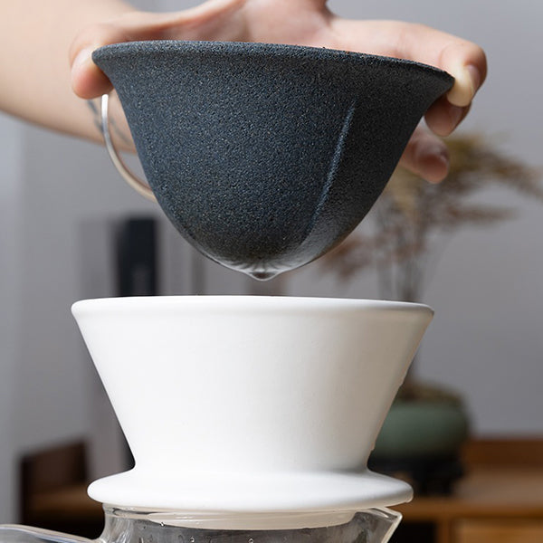 Reusable Ceramic Coffee Dripper - Hole-Free Filter Cup - Crude Pottery Pour Over Brewer - No Paper Needed