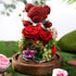 Moss Bear Preserved Flower Glass Dome - Everlasting Roses - Red - Pink - Purple - Blue - Valentine’s Gift