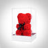 Rose Teddy Bear Figurine - Handcrafted with PE Material - Red, White, Pink - Acrylic Cover Protection - Valentine's Gift