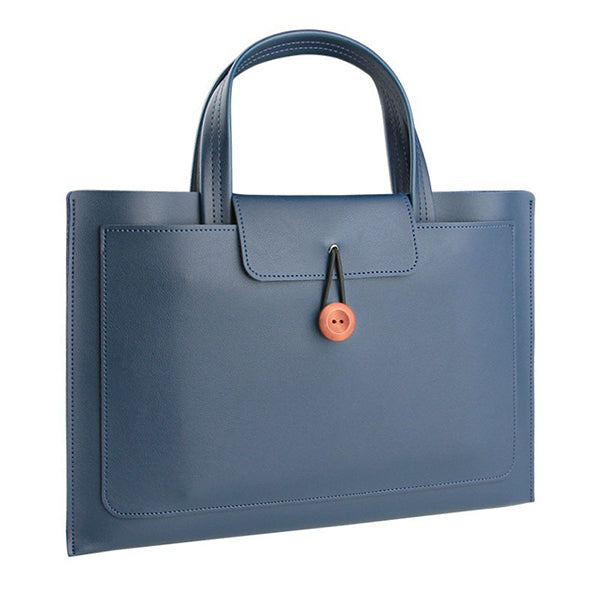 Sophisticated Leather Briefcase - Gray - Pink - PU Leather - Discerning Professional