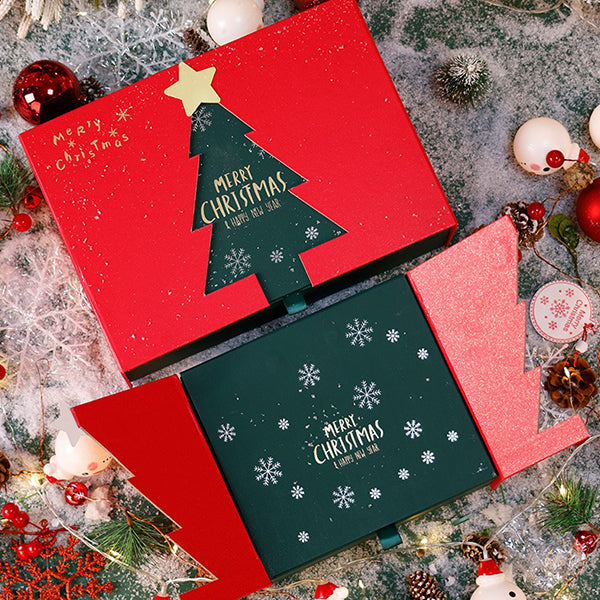 Christmas Gift Box - Flip-Open Design - Christmas Tree Centerpiece - Elegant Holiday Packaging