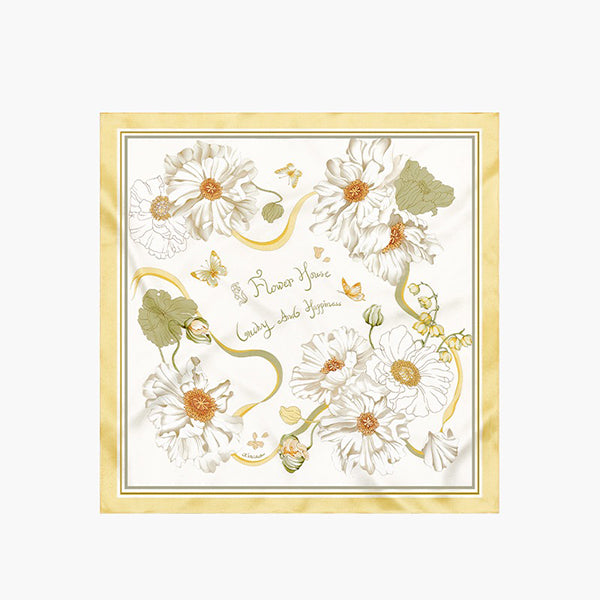 French Garden Silk Scarf - 100% Mulberry Silk - 15 Floral Designs - Elegant Gift for Mom