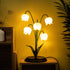 Elegant Lily of the Valley Table Lamp - Resin - Wood - Dimmable with Timer