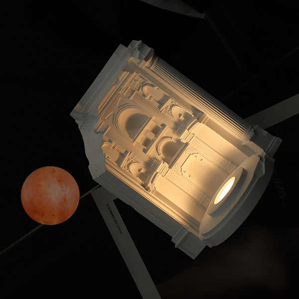 Parthenon Aroma Lamp - Ancient Greek Style Diffuser - Himalayan Salt Light - Plaster Sculpture Design - USB Rechargeable Night Light