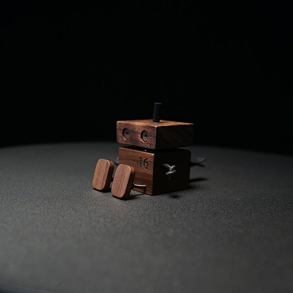 Robot Car Air Vent Diffuser - Car Freshener Ornament - Handmade Wooden & Metal Dashboard Decor