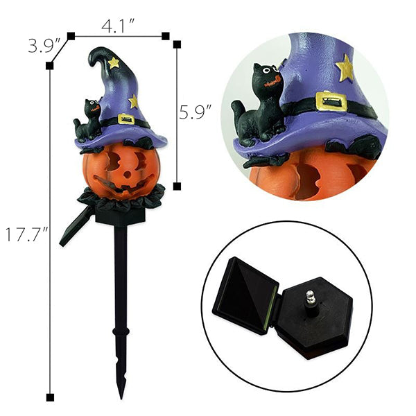 Solar-Powered Witch Hat Pumpkin Stake Light - Halloween Outdoor Decoration