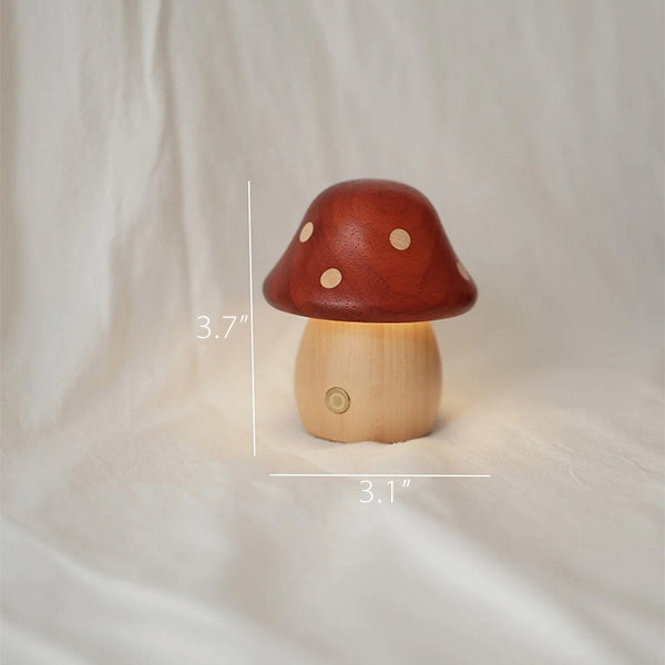 Handcrafted Wooden Mushroom Night Light - Touch Sensor Switch - Eco-Friendly Design - Soft, Warm Lighting